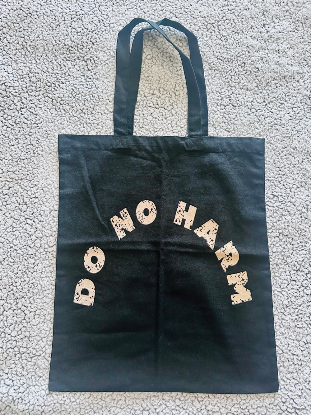 Black 'Do No Harm' Graphic Tote Bag